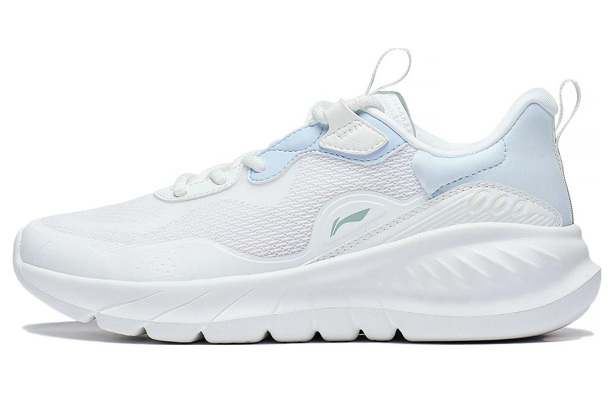 Li Ning Easy Fit Fle Cushioning Abrasion Resistant Breathable Low top Casual Running Shoes Women's White Blue
