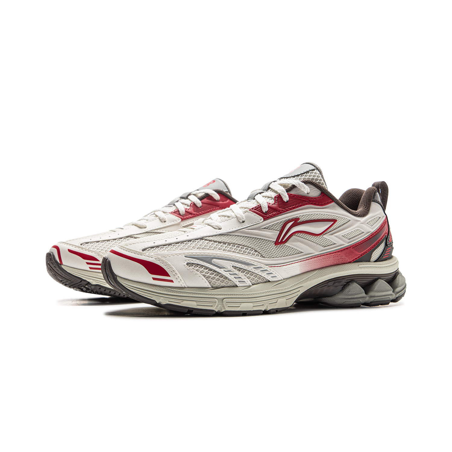 Li Ning Fuyao 2.0 V2 Cushioning Slip Resistant Abrasion Resistant Low top Casual Running Shoes Men’s Silver Red