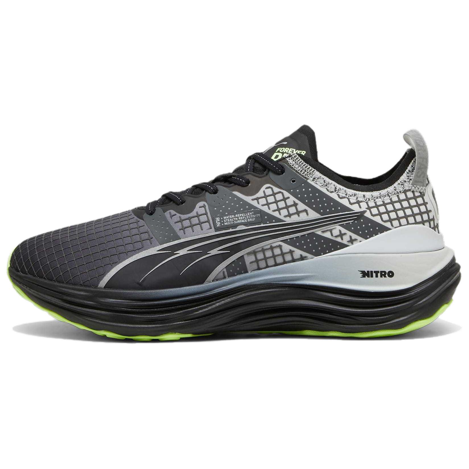 PUMA ForeverRUN Nitro Slip Resistant Abrasion Resistant Low top Casual Running Shoes Men's Black Gray