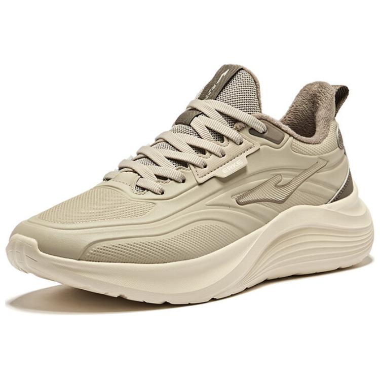 Erke Mingyu 2 Comfortable Fleece Lined Abrasion Resistant Thermal Low top Running Shoes Men’s Light Linen Brownstone