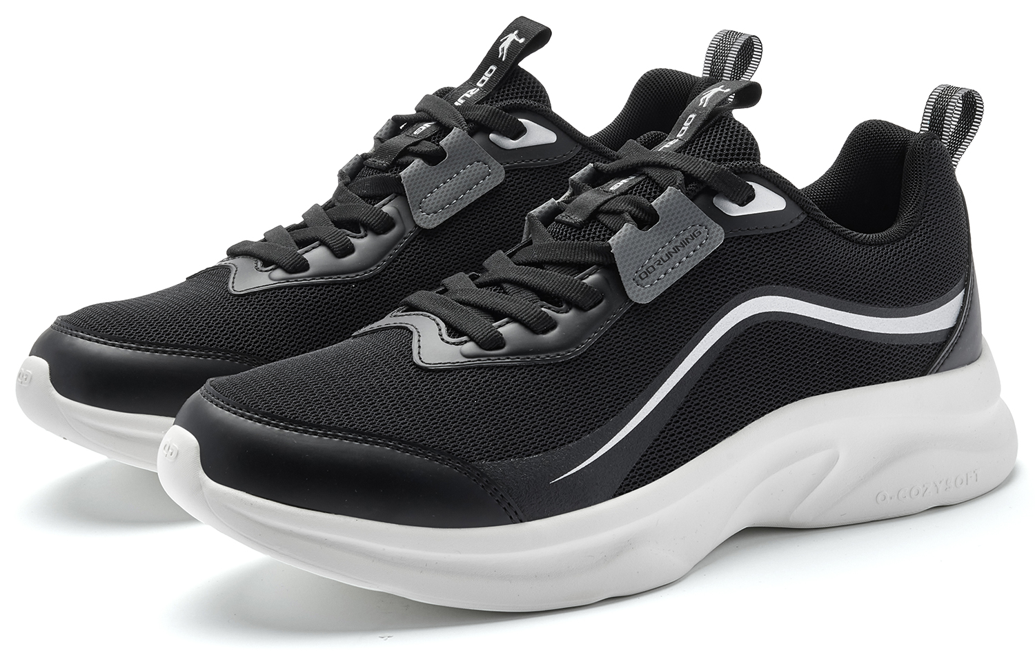 QIAODAN Cushioning Slip Resistant Rebound Low top Running Shoes Men’s Black Silver