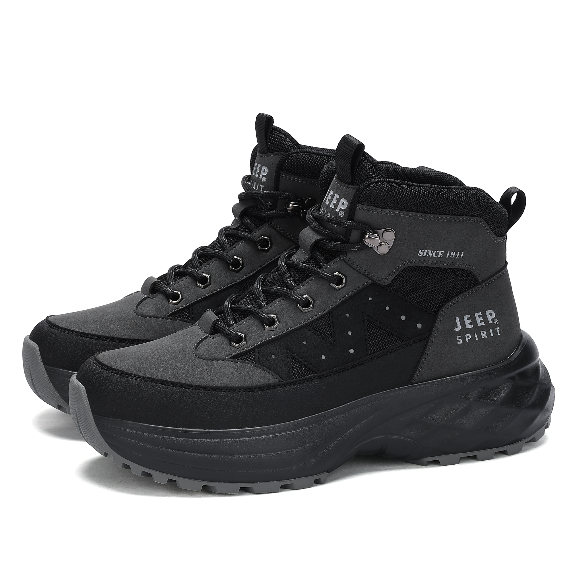 JEEP SPIRIT Cushioning Abrasion Resistant Waterproof Impact Resistant High top Outdoor Shoes Men’s