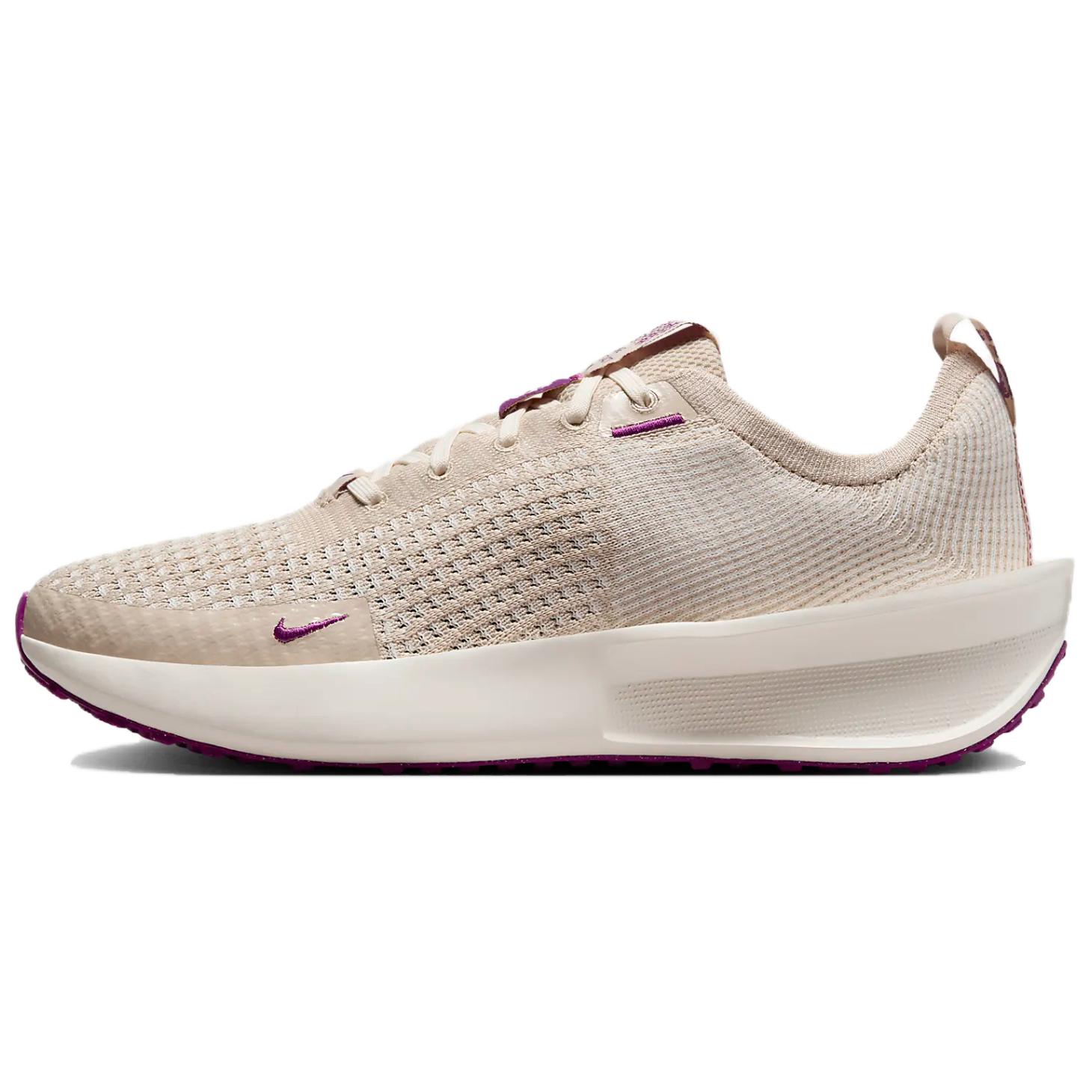 Nike Interact Run Comfortable Cushioning Slip Resistant Abrasion Resistant Low top Running Shoes Women's Beige Purple