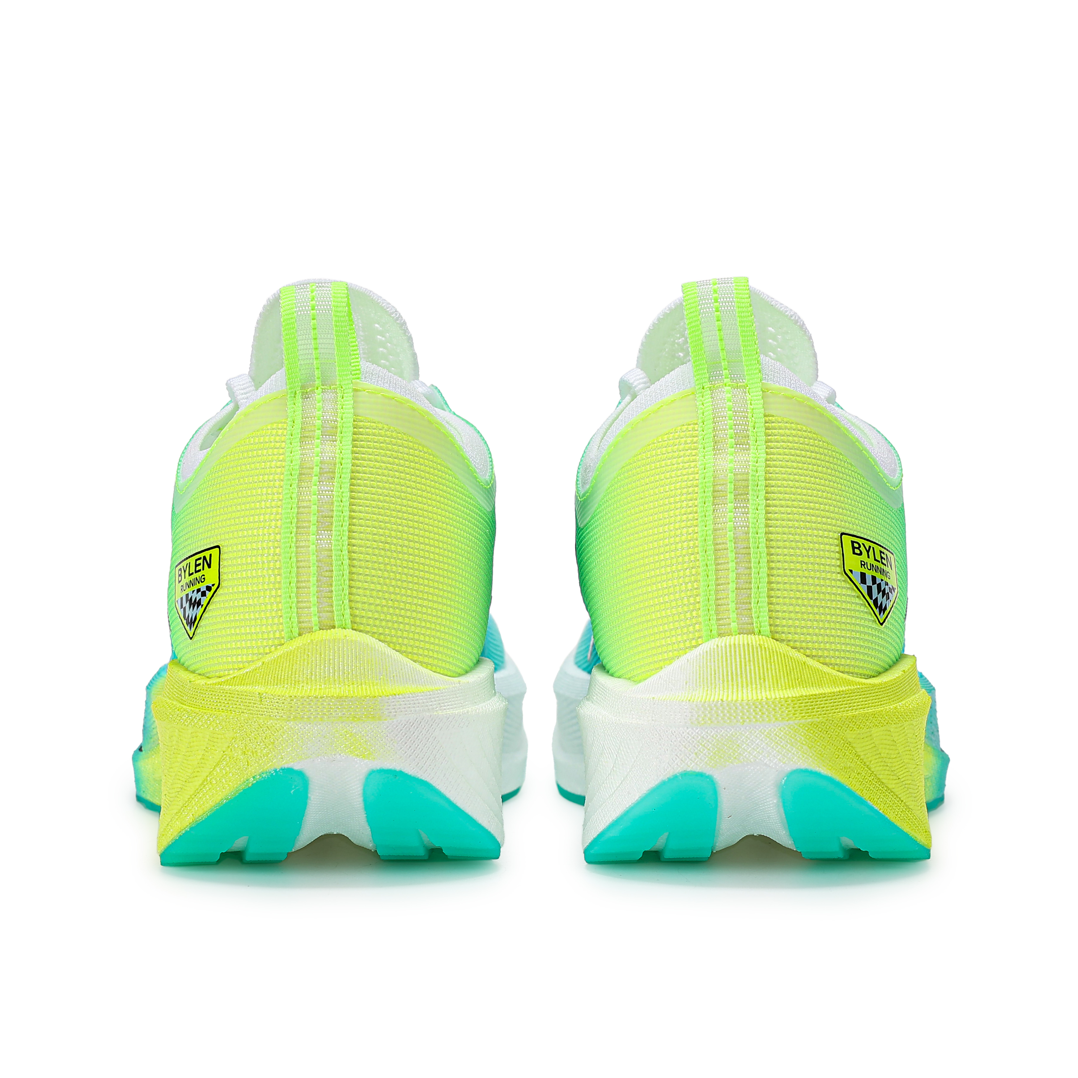 BYLEN Cushioning Slip Resistant Abrasion Resistant Low top Running Shoes Unisex Mismatched Color Vanilla Green
