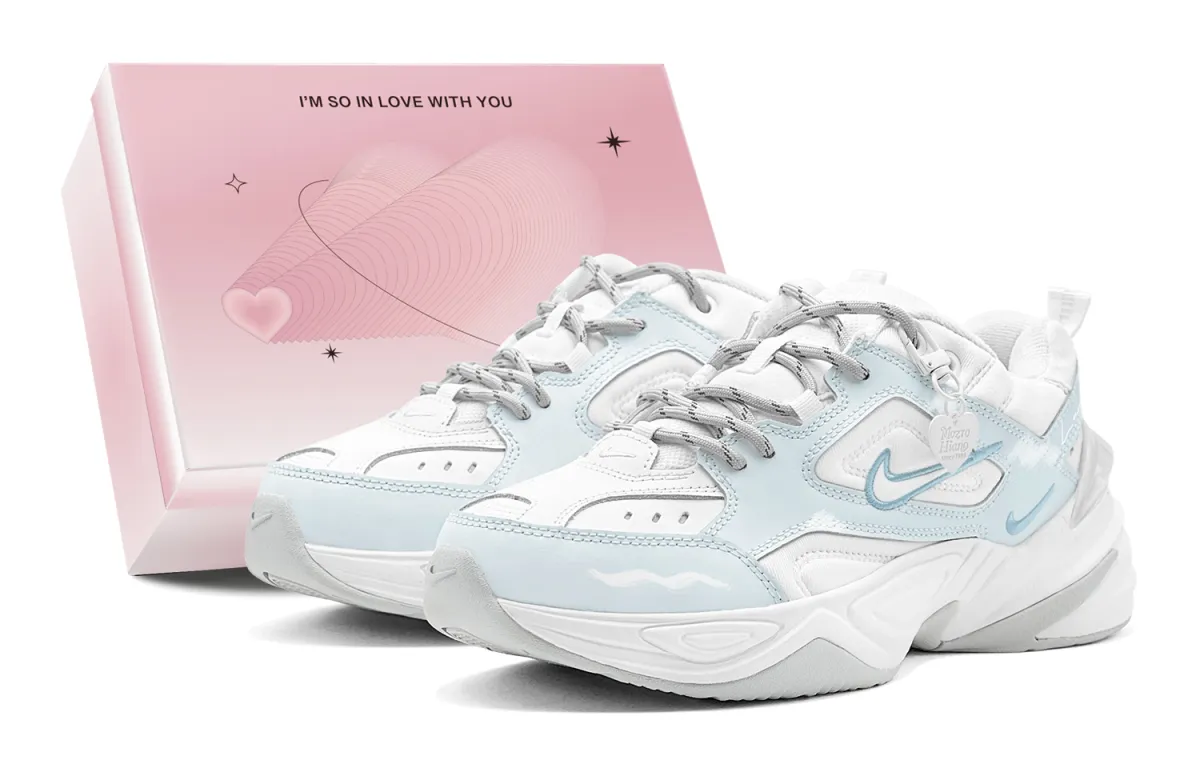Nike M2K Tekno Romantic Favor, Blue Island Bliss, Heart Charm, Versatile Fashion, Refreshing Height Increasing