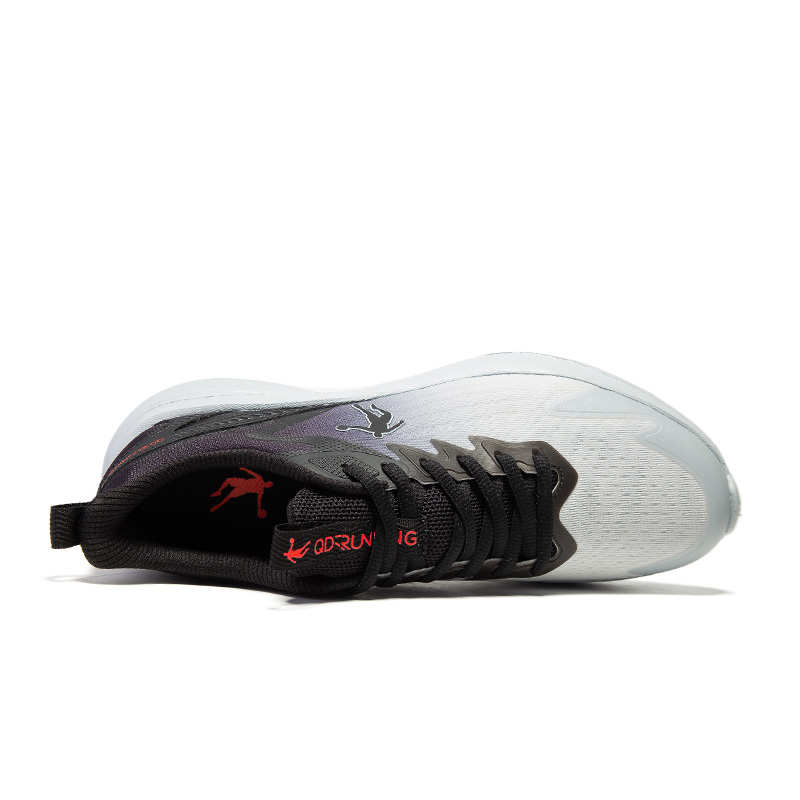 QIAODAN Slip Resistant, Abrasion Resistant, Breathable Low top Casual Running Shoes Men’s Gray Black