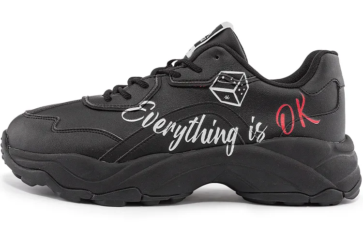 Kappa Synthetic Leather Abrasion Resistant Low top Chunky Sneakers Unisex Black