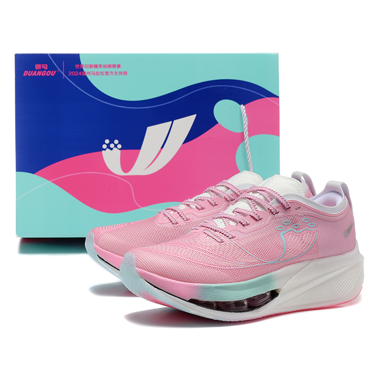 DUANGOU Running Shoes Unisex Low Top White Pink/Glow In The Dark