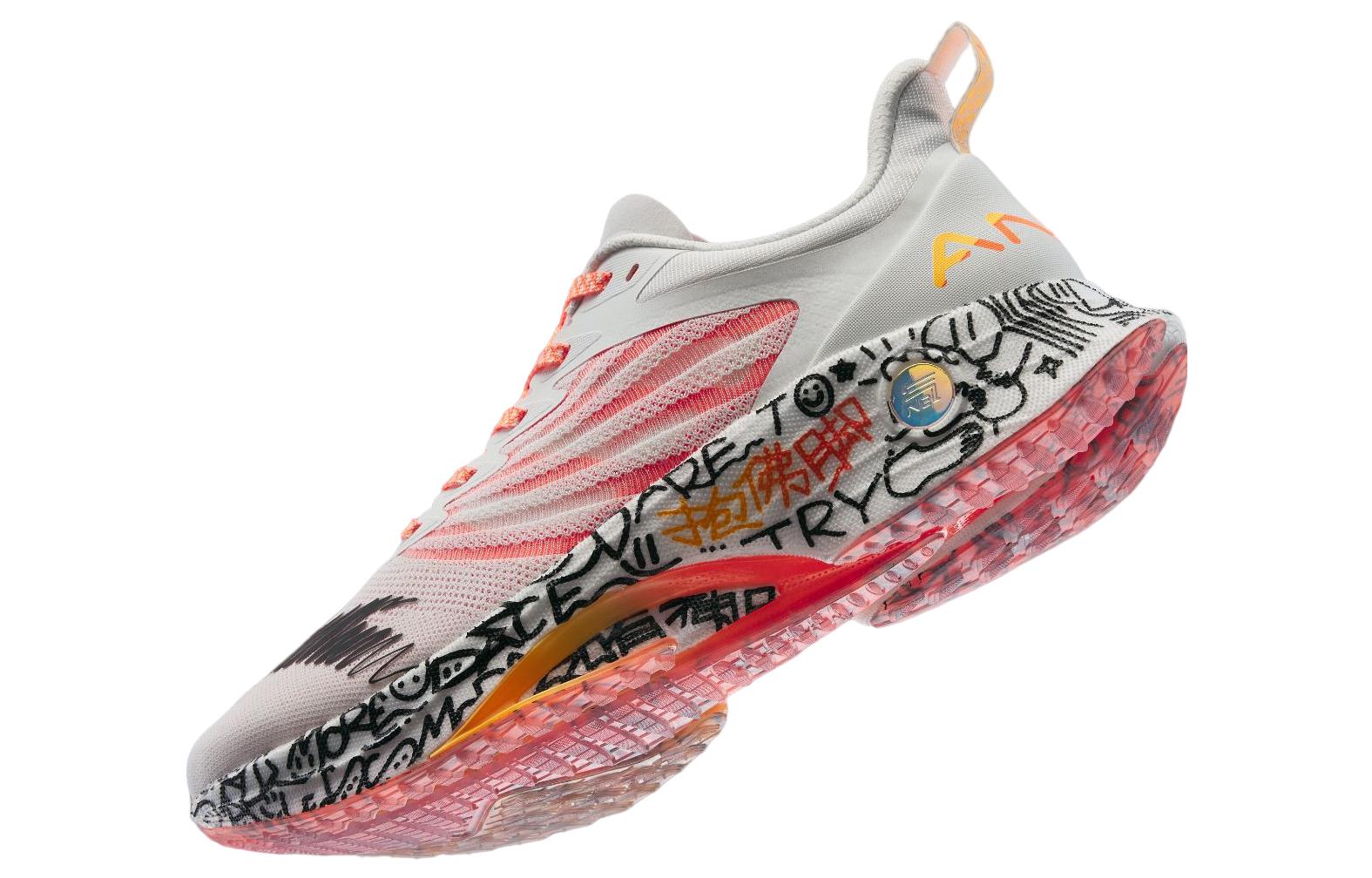 Anta MACH 3.0 Hug Buddha’s Feet Cushioning, Wear Resistant Low top Running Shoes Men’s White Pink