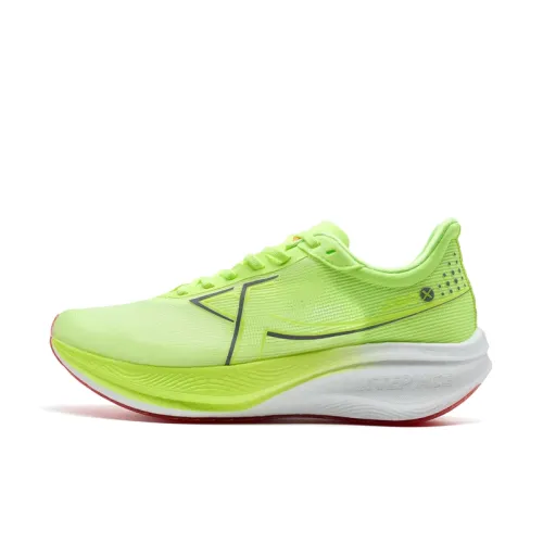Xtep 260X 1.0 Comfortable, non-slip, wear-resistant, breathable, lightweight, rebound, low-cut carbon plate, XTEP ACE midsole technology, marathon-level CPU outsole, racing casual running shoes, women's model, fluorescent lime green