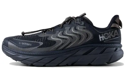 Satisfy x HOKA ONE ONE Cushioning Slip Resistant Low top Casual Running Shoes Men's Black