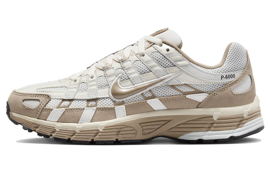 Nike P-6000 Retro aesthetics, modern comfort, mesh leather, non-slip, low-top casual running shoes, same style for men and women, off-white brown