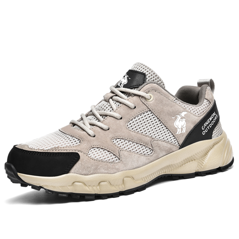 LINGHANGLUOTUO Outdoor Shoes Men’s Low Top Beige/Gray