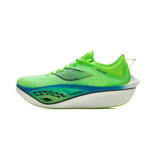 Li Ning Feidian 4 Ultra Fabric Low top Carbon Plate Sprint Running Shoes Unisex Neon Green