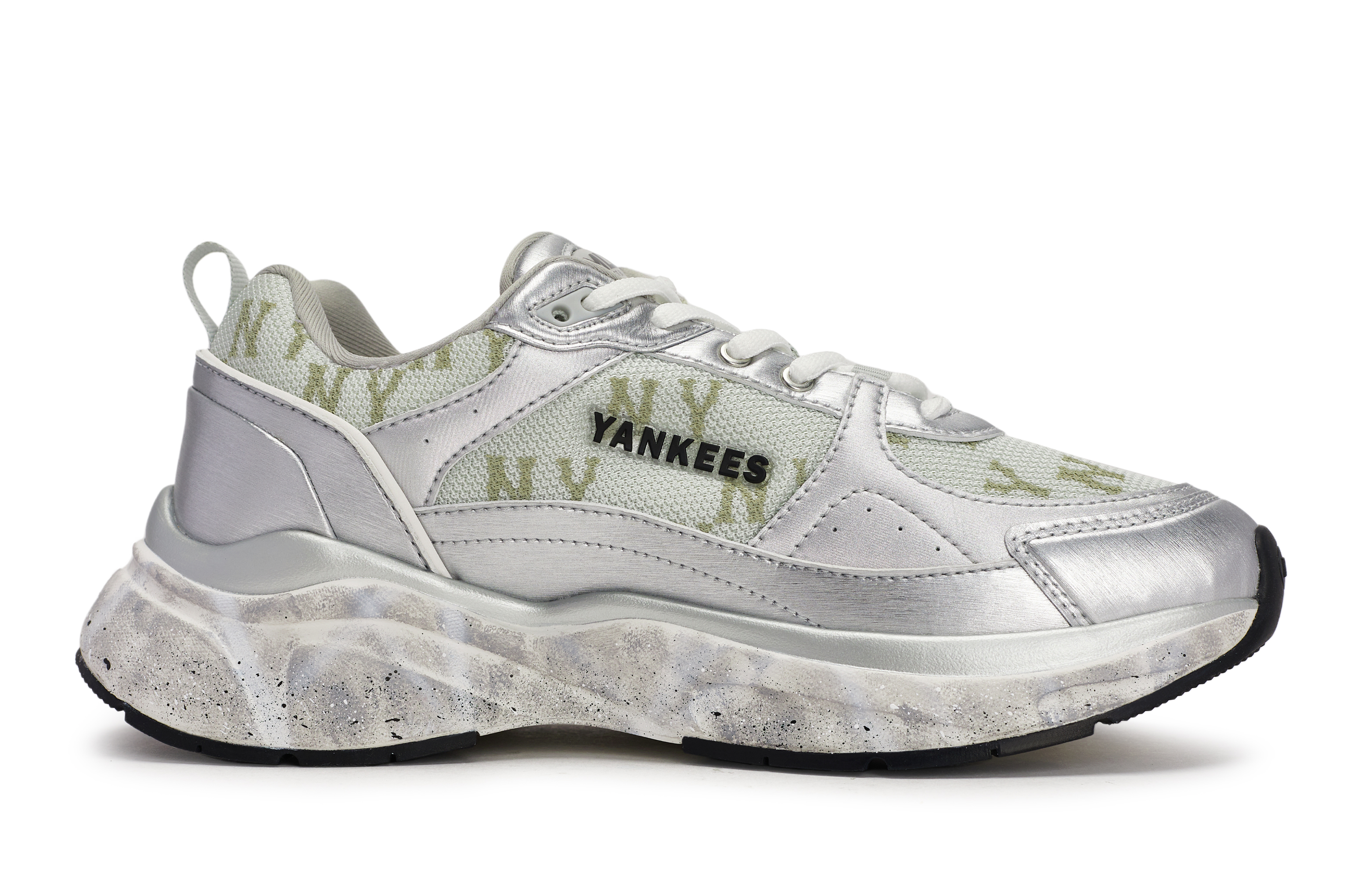 MLB Fast Ball Classic Monogram Low top Running Shoes Unisex Gray Silver