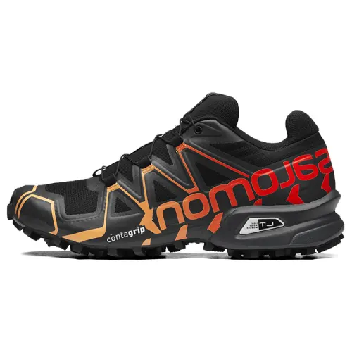 SALOMON Speedcross Offroad Comfortable Fabric Abrasion Resistant Low top Running Shoes Unisex Black Red