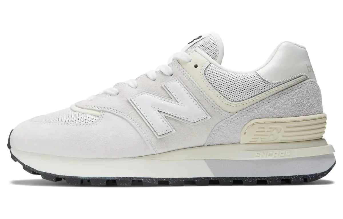 New Balance NB 574 Leather Cushioning Abrasion Resistant Breathable Low top Casual Running Shoes Unisex Beige Gray
