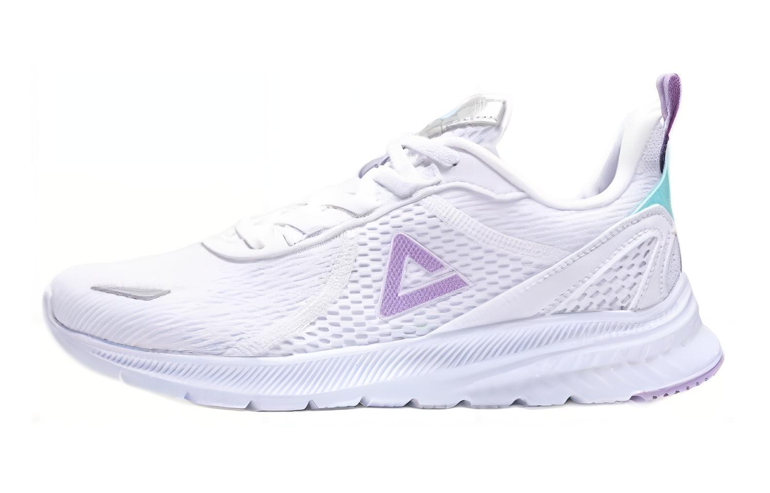 PEAK Qingyi Comfortable Fabric Cushioning Slip Resistant Abrasion Resistant Low top Running Shoes Women’s White Purple