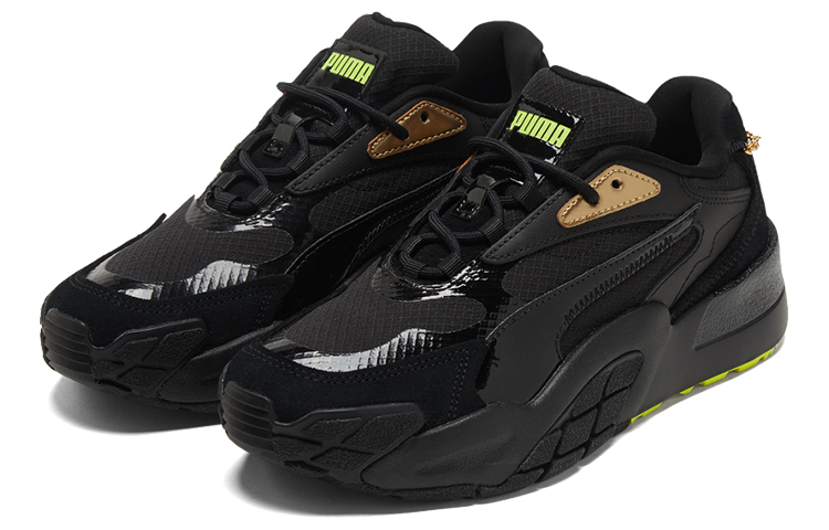 Женские кроссовки PUMA Hedra Dd (черно-золотые) — Чёрный / золотой / зелёный — фото 3