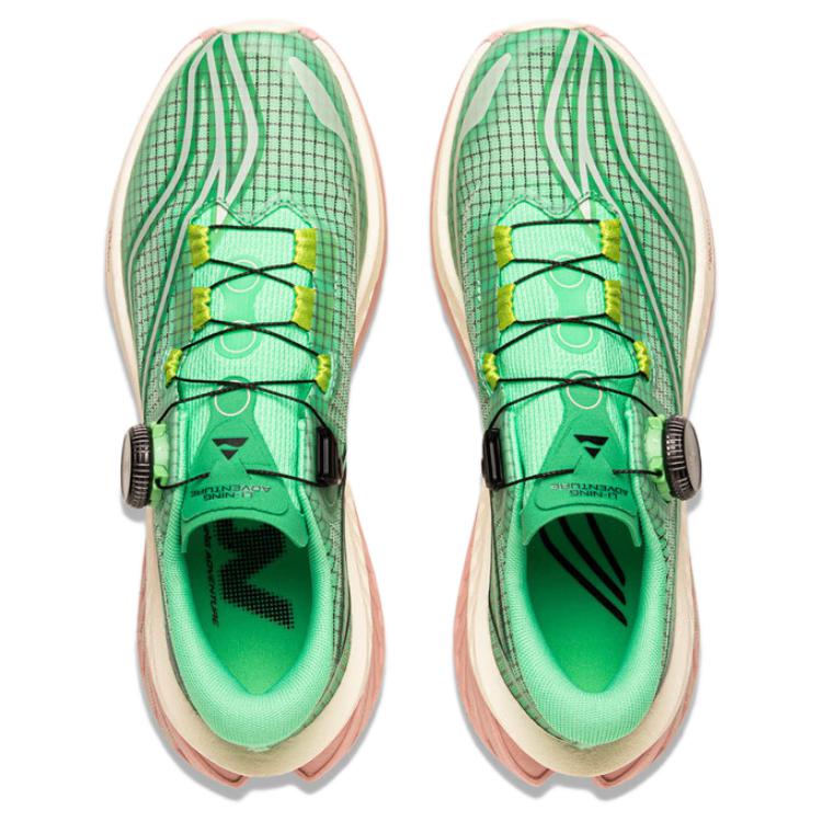 Li Ning Running Shoes Women’s Low Top Green Beige Pink