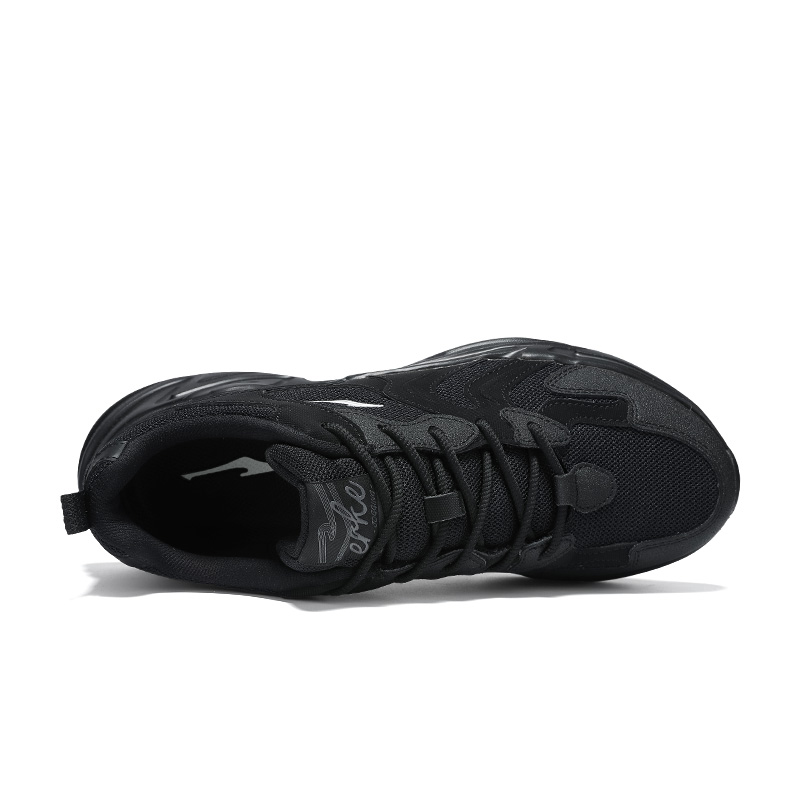 Erke Cushioning Slip Resistant Low top Casual Running Shoes Men’s Jet Black