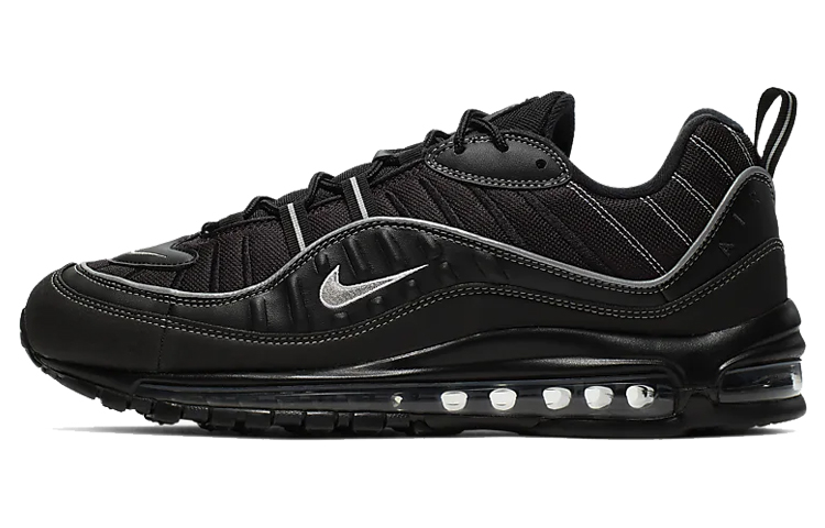Мужские кроссовки Nike Air Max 98 (черно-серебристые)