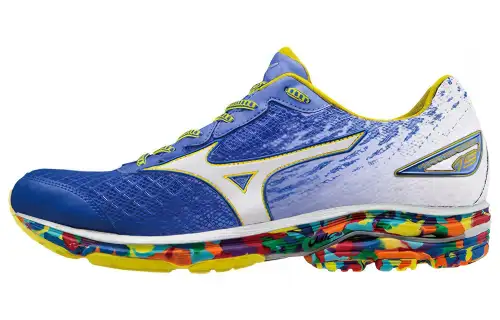 Mizuno Wave Rider 19 Cushioning Slip Resistant Low top Running Shoes Men's Blue White