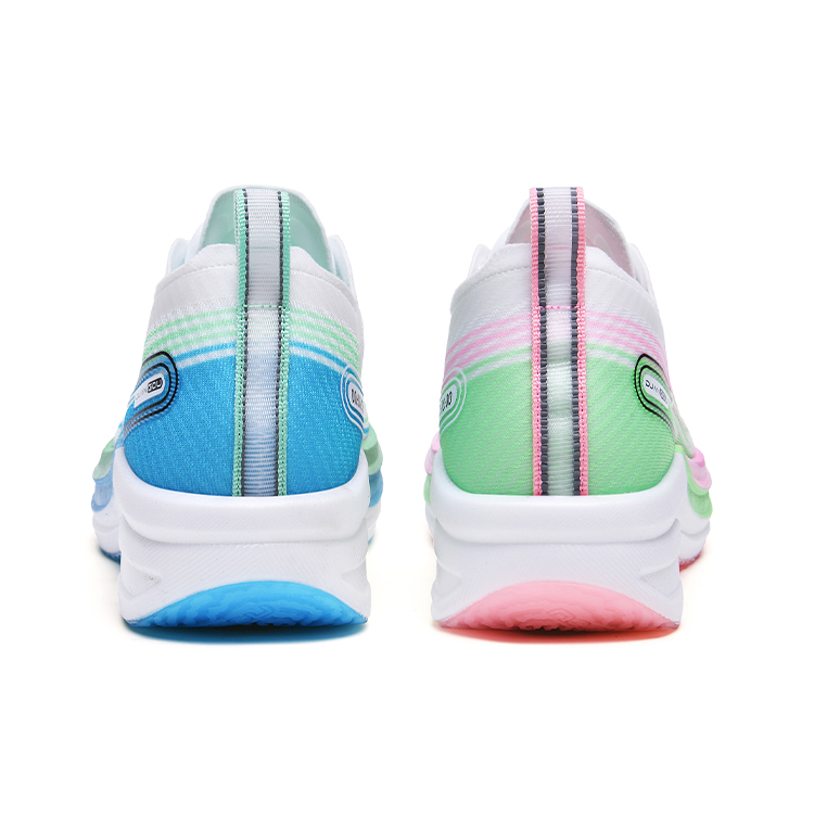 DUANGOU Cushioning Support Wear-Resistant Slip-Resistant Low-Top Marathon Running Shoes Unisex Pink Green Mismatched