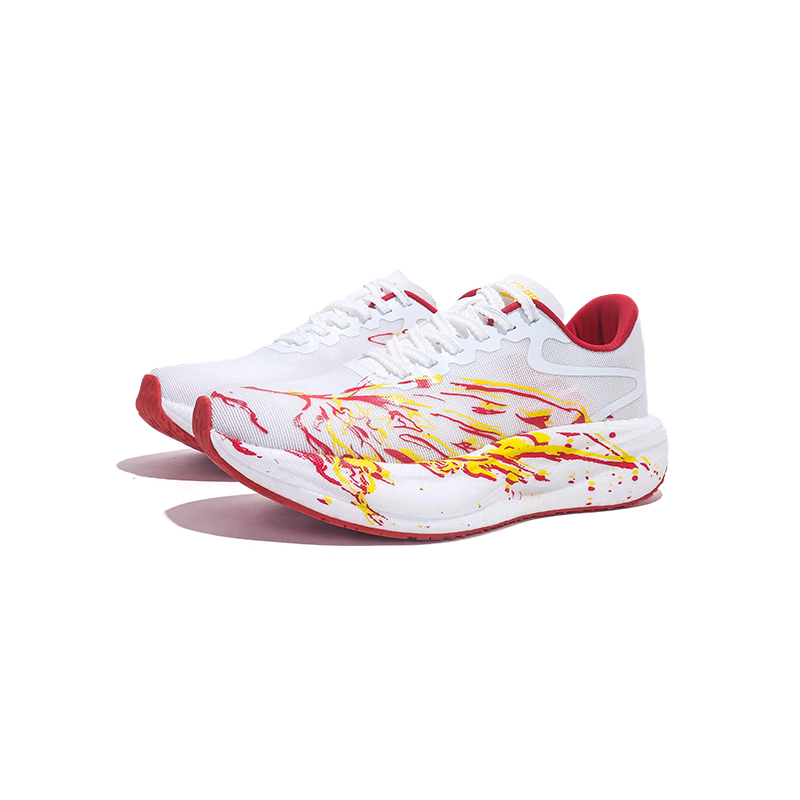 Jifffly Abrasion Resistant Breathable Low top Casual Running Shoes Unisex White Red