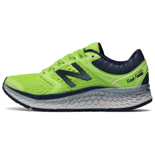 New Balance 1080 Textile, Artificial Leather Low top Running Shoes Women's Lemon