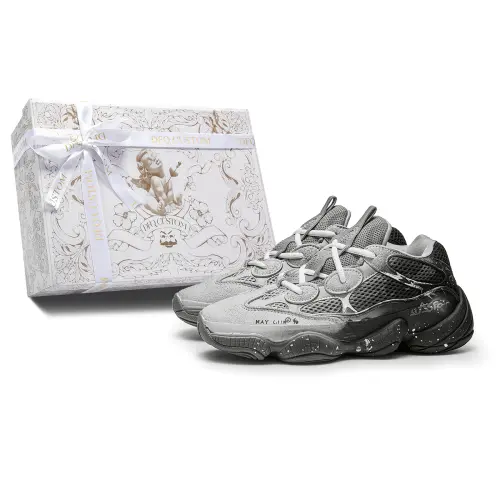 Adidas Yeezy 500 Box With Concealed Crack Slip Resistant Slip Resistant Low top Chunky Sneakers Unisex Black Gray