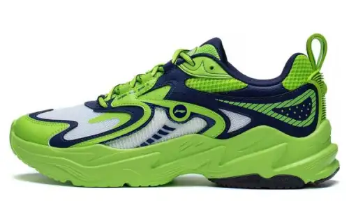 Li Ning Fashion Abrasion Resistant Breathable Low top Running Shoes Men's Green Blue White