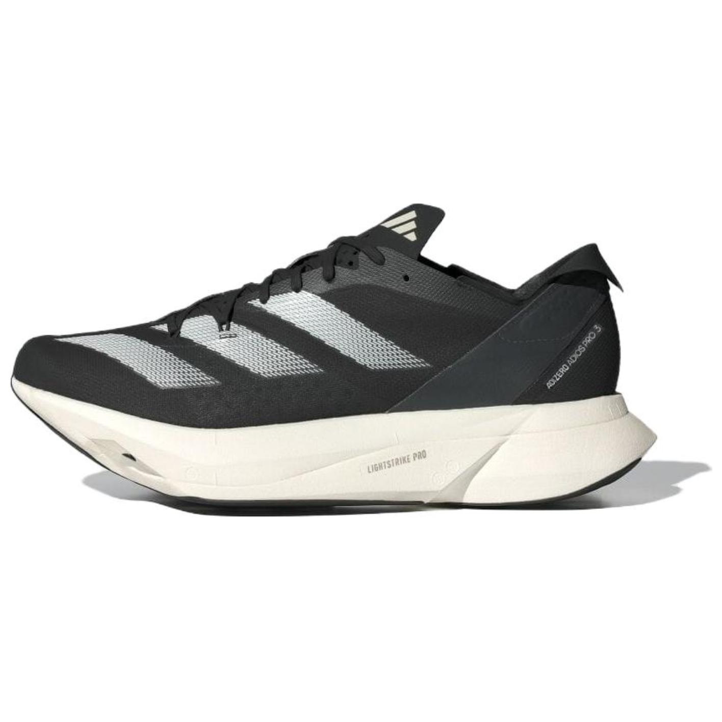 Adidas Adizero Adios Pro 3 Comfortable, lightweight, non-slip, wear-resistant, low-top, marathon long-distance running shoes, men's black and silver