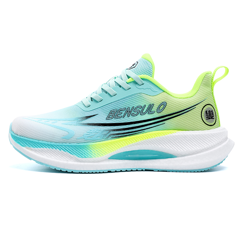 BIANSULONG Cushioning Slip Resistant Abrasion Resistant Low top Casual Sprint Running Shoes Men’s Lime Green
