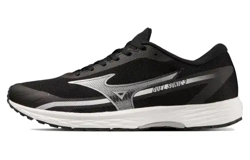 Mizuno Comfortable Cushioning, Wear Resistant Low top Running Shoes Unisex Black Gray White