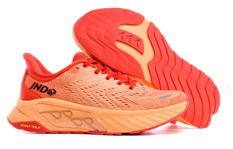 JNDO Tesla Valve Breathing Technology Low top Running Shoes Unisex Morning Dawn Red