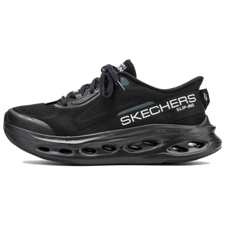 Skechers Skechers MAX CUSHIONING GLIDE-STEP flash shoes, easy to put on and take off, soft and comfortable, cushioning, summer breathable height-increasing shoes, Black Warrior, low-top, casual training, sprinting, urban commuting running shoes, men's style