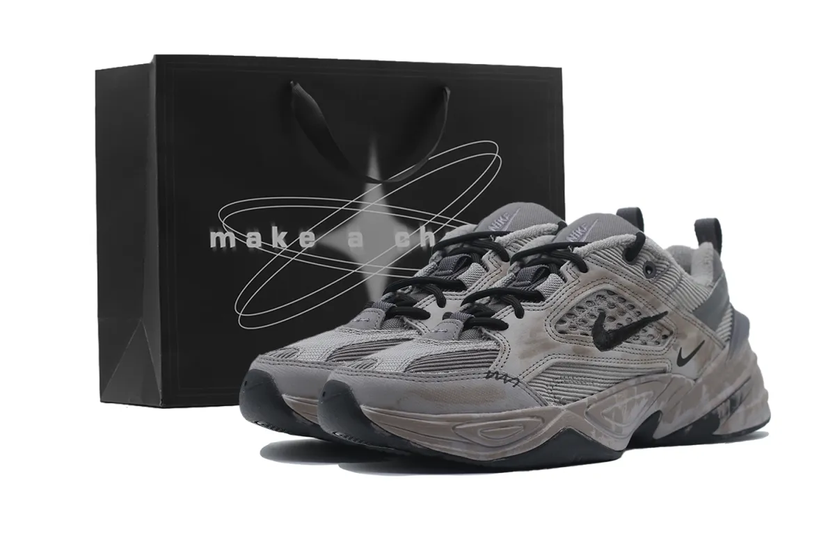 Nike M2K Tekno Mud Pit Slip Resistant Abrasion Resistant Low top Chunky Sneakers Unisex Black Brown