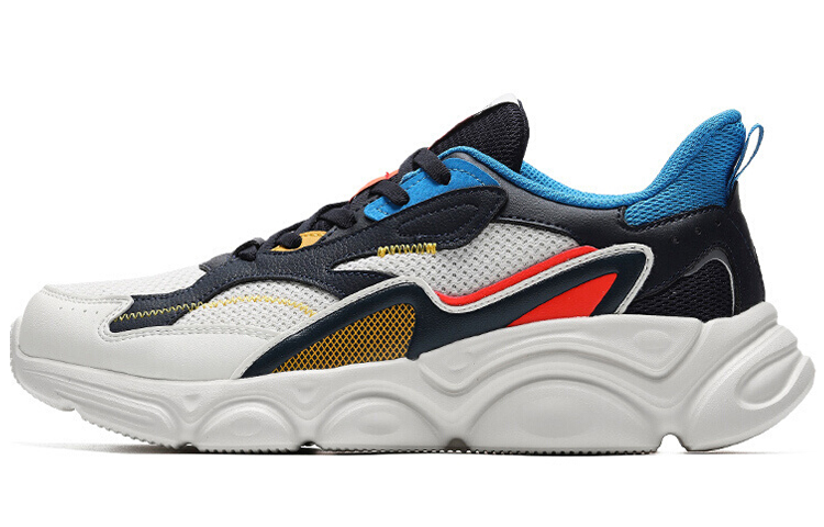 361° Fashion Trend Mesh, Synthetic Leather Cushioning Breathable Lightweight Low top Running Shoes Men’s White Blue