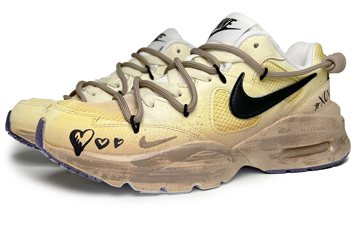 Nike Air Max Fusion Slip Resistant Abrasion Resistant Low top Running Shoes Women’s Yellow White