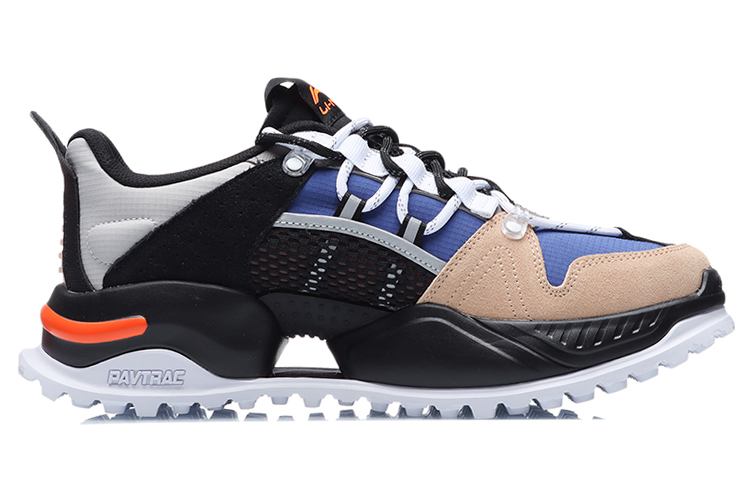Li Ning Abrasion Resistant Thermal Low top Running Shoes Unisex Blue Apricot Black