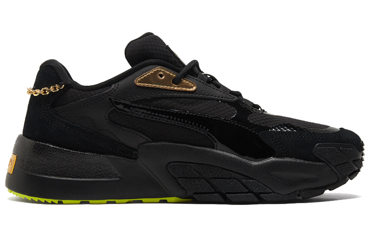 Женские кроссовки PUMA Hedra Dd (черно-золотые) — Чёрный / золотой / зелёный — фото 2
