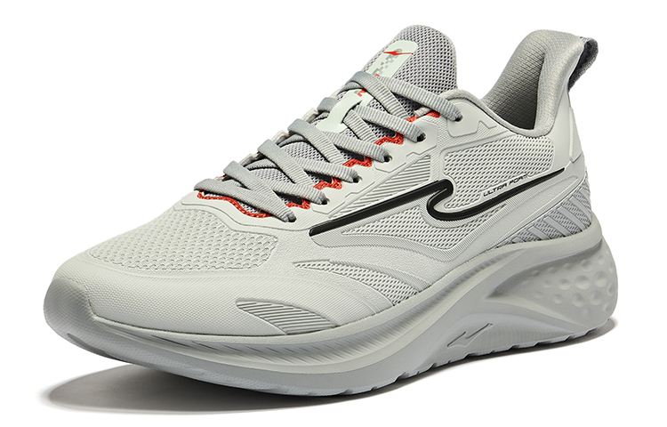 Erke Slip Resistant, Abrasion Resistant, Breathable Low top Running Shoes Men’s White Dew Gray Recycling Gray