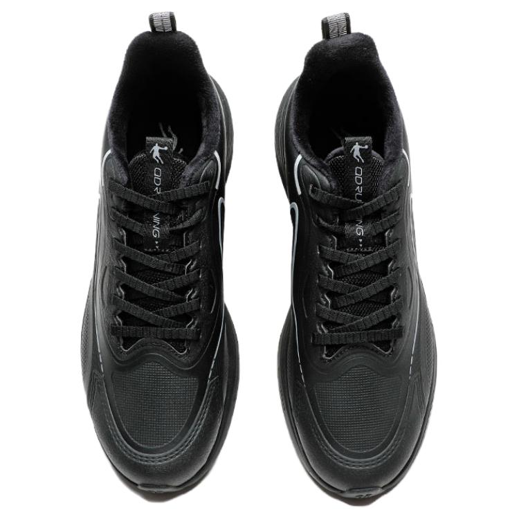 QIAODAN Fleece Lined Thermal Slip Resistant Abrasion Resistant Low top Casual Running Shoes Men’s Black