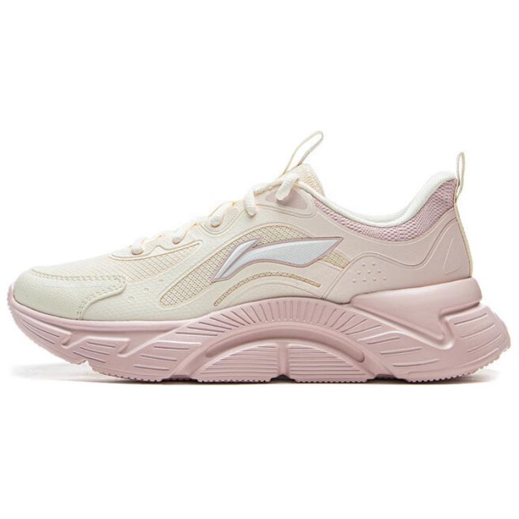 Li Ning Low top Casual City Commuting Running Shoes Women’s Beige White Pink