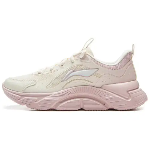 Li Ning Low top Casual City Commuting Running Shoes Women's Beige White Pink