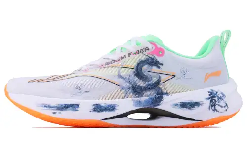 Li Ning Super Light 21 Cushioning Abrasion Resistant Breathable Low top Running Shoes Men's White Green Orange