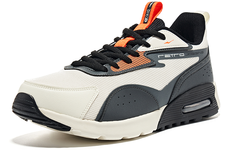Erke Low top Running Shoes Men’s Ivory White Carbon Gray Fluorescent Fire Orange