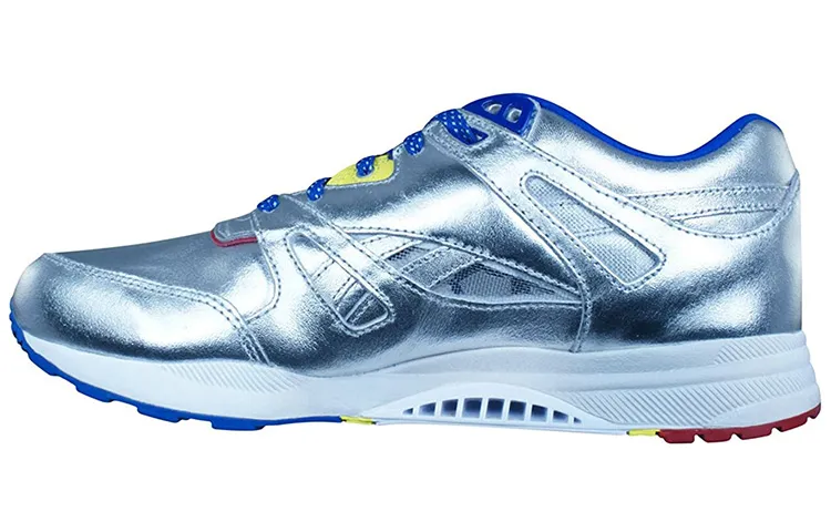 Reebok Synthetic Leather Low top Running Shoes Men's Silver Blue Red