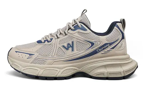 DEERWAY Textile, Synthetic Leather Abrasion Resistant, Breathable, Lightweight Low top Chunky Sneakers Men's Gray Blue
